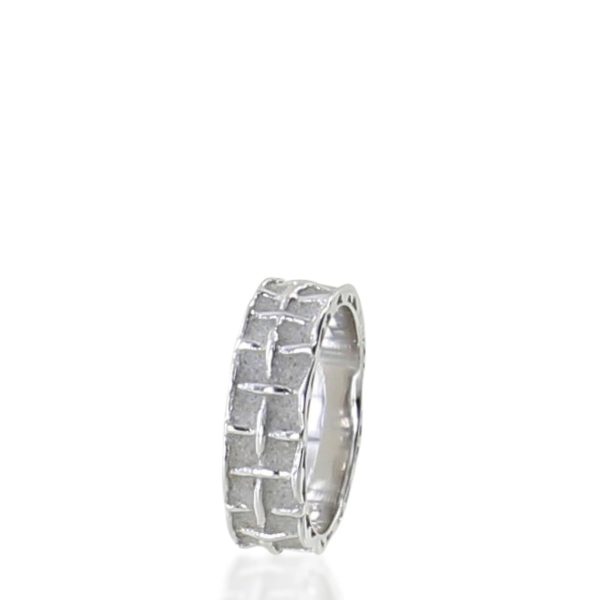Band ring White Gold Concrete two rows