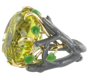 Bague brindille citrine lemon de Philippe Ratinaud